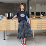 法式休闲T恤格子半身裙套装女夏2025新款两件套巨好看清冷松弛感，女装套装/套裙，浙宝301