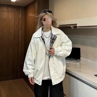 女pu皮大衣机车服休闲新款外衣双面穿春秋季男女男士机车衣现货男