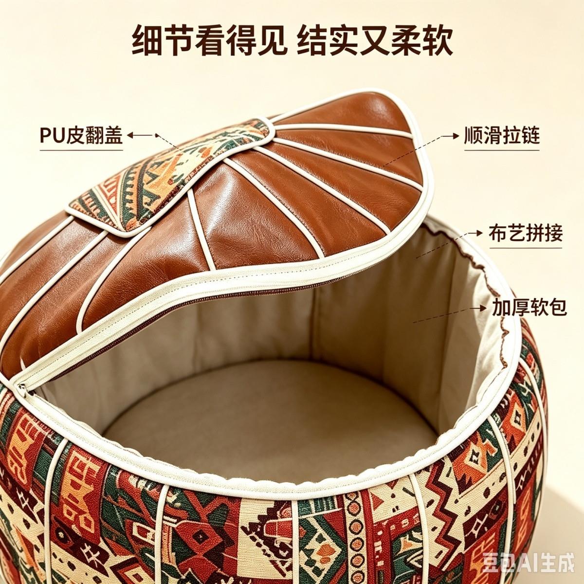 翻盖皮墩收纳凳换鞋懒人