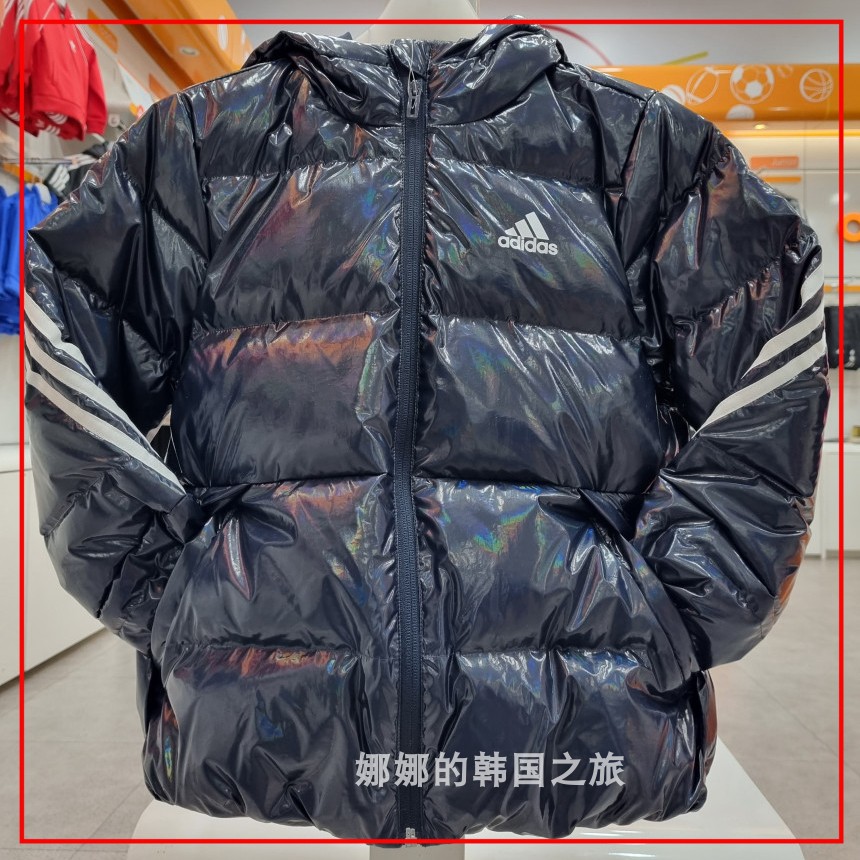 韩国直邮代购adidas阿迪达斯冬季羽绒服儿童男生亮面外套H45023