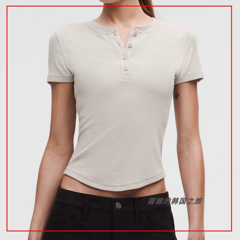 韩国代购lululemon露露乐蒙Hold Tight 女修身短袖T恤上衣LW3IW0S