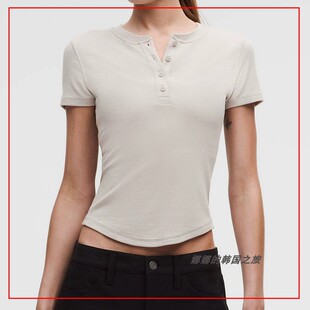 韩国代购lululemon露露乐蒙Hold Tight 女修身短袖T恤上衣LW3IW0S