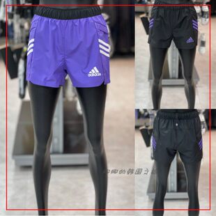 Adidas/阿迪达斯 韩国代购女训练排开叉三条扛运动包臀短裤HI3864