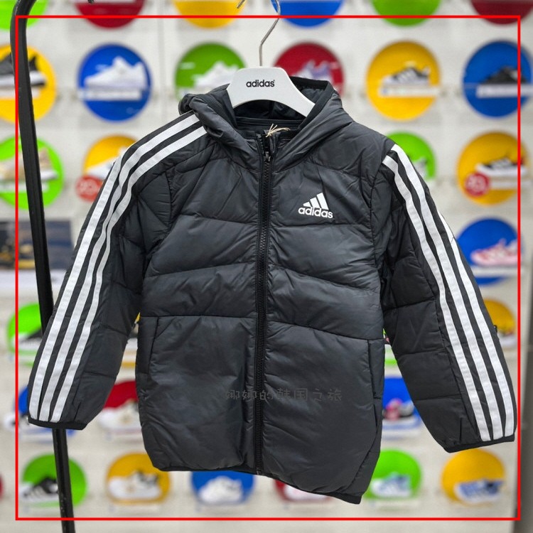 韩国代购Adidas阿迪达斯短款儿童男女童装鹅绒羽绒服外套HM9694
