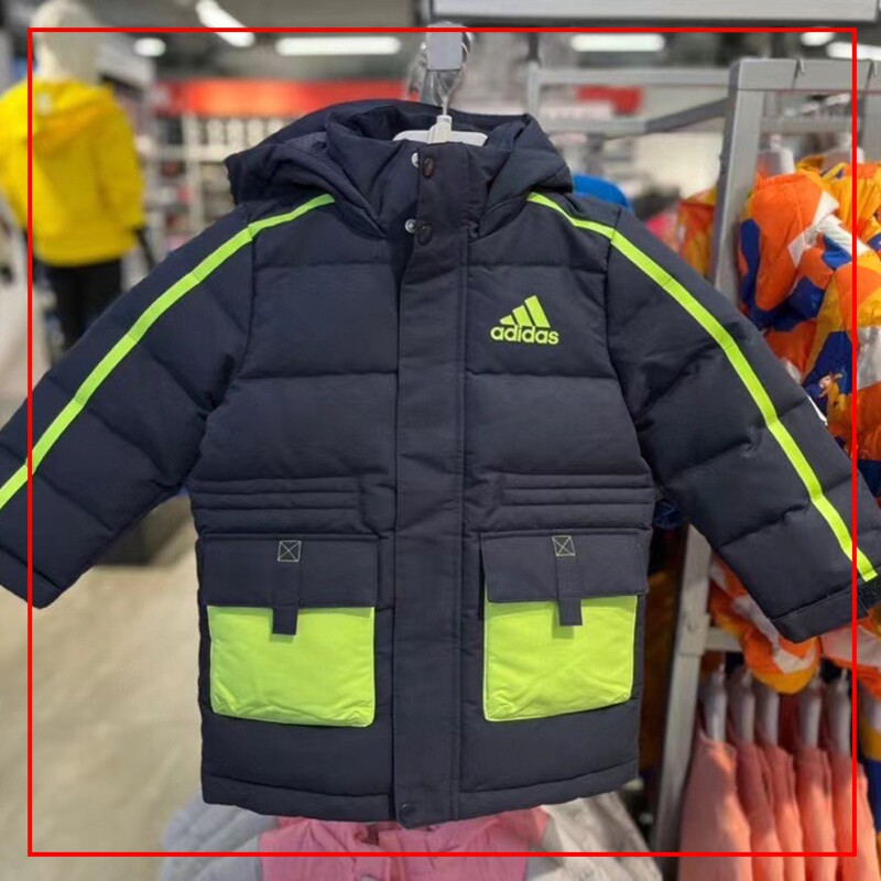 韩国代购Adidas阿迪达斯小童男女童装鹅绒保暖羽绒服外套GG3642