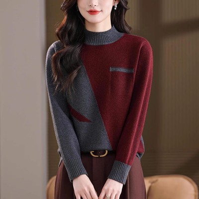 毛衣女秋冬半高领内搭打底衫上衣
