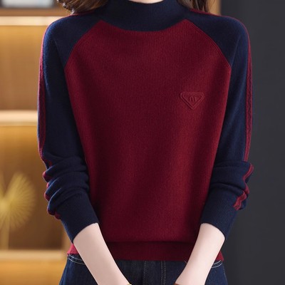 秋冬新款半高领针织打底衫毛衣女