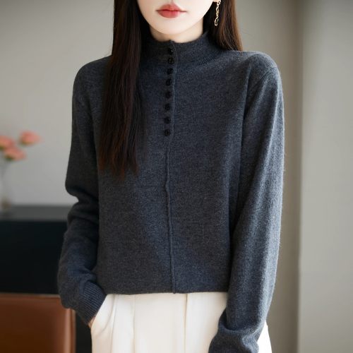 半开领新款毛衣秋冬女高领针织衫