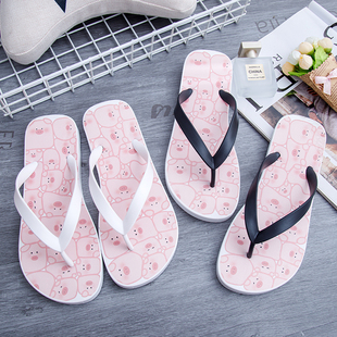 夏季人字拖鞋外穿女卡通可爱防滑平底夹脚时尚海边沙滩夹板拖鞋