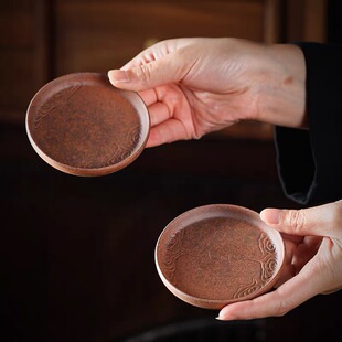 花瓣粗陶杯垫茶托中式隔热防滑茶杯托家用茶垫小碟子配件