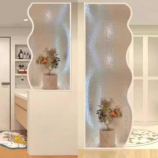 超白水纹纹艺术玻璃隔断不锈钢屏风浴室干区厕所卫生间半墙洗手台