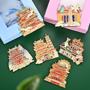 江西南昌滕王阁彩绘镀金冰箱贴装饰博物馆文创旅游景点纪念品送礼