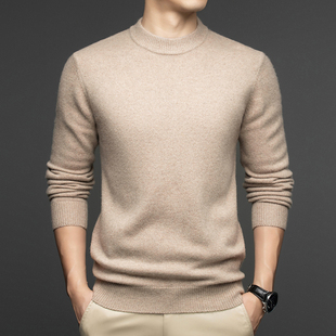 Men Mink Cashmere Sweater O-Neck Pullover Knit Winter Jumper