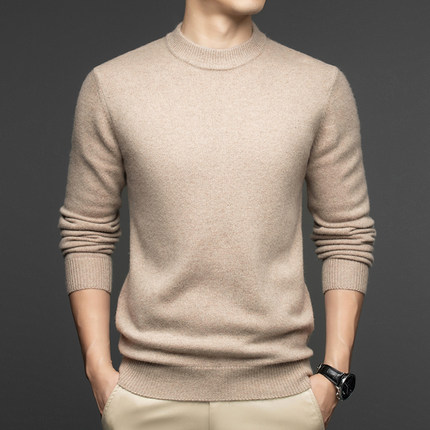 Men Mink Cashmere Sweater O-Neck Pullover Knit Winter Jumper