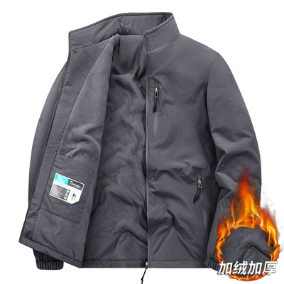 冬季加绒夹克男工装立领夹克休闲
