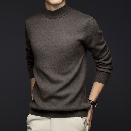 Men Turtleneck Sweater Solid Pullover Warm Knit Winter Basic