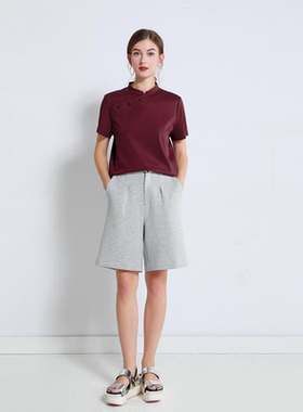 2024新款灰色立体剪裁空气层五分裤