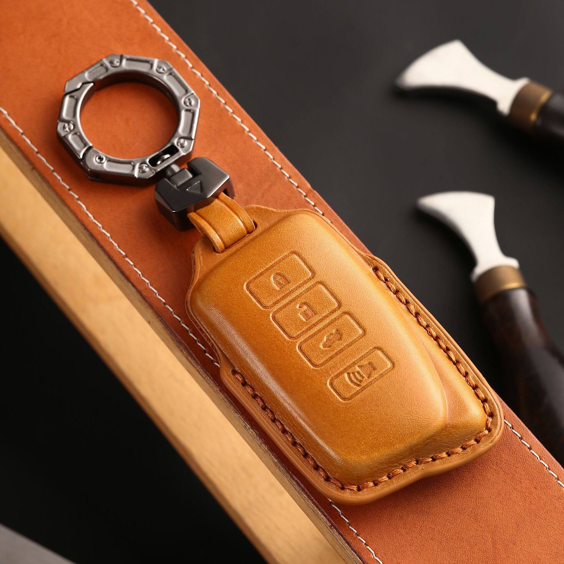 适用于雷克萨斯es系列真皮钥匙包头层牛皮3d塑形汽车高档钥匙套包