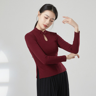 中国舞古典舞服中式旗袍教师上课长袖练功服秋上衣身韵舞蹈服女