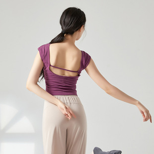 纯欲甜辣妹性感露背短款 上衣女小飞袖 设计感小众现代舞古典舞服装