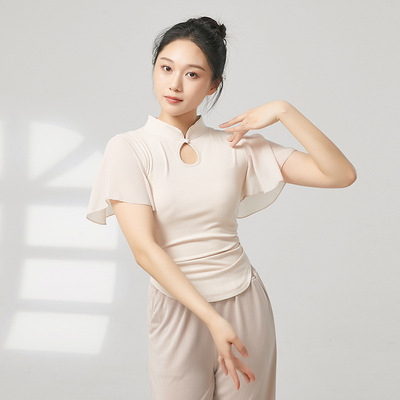 共妍现代舞旗袍领小飞袖上衣