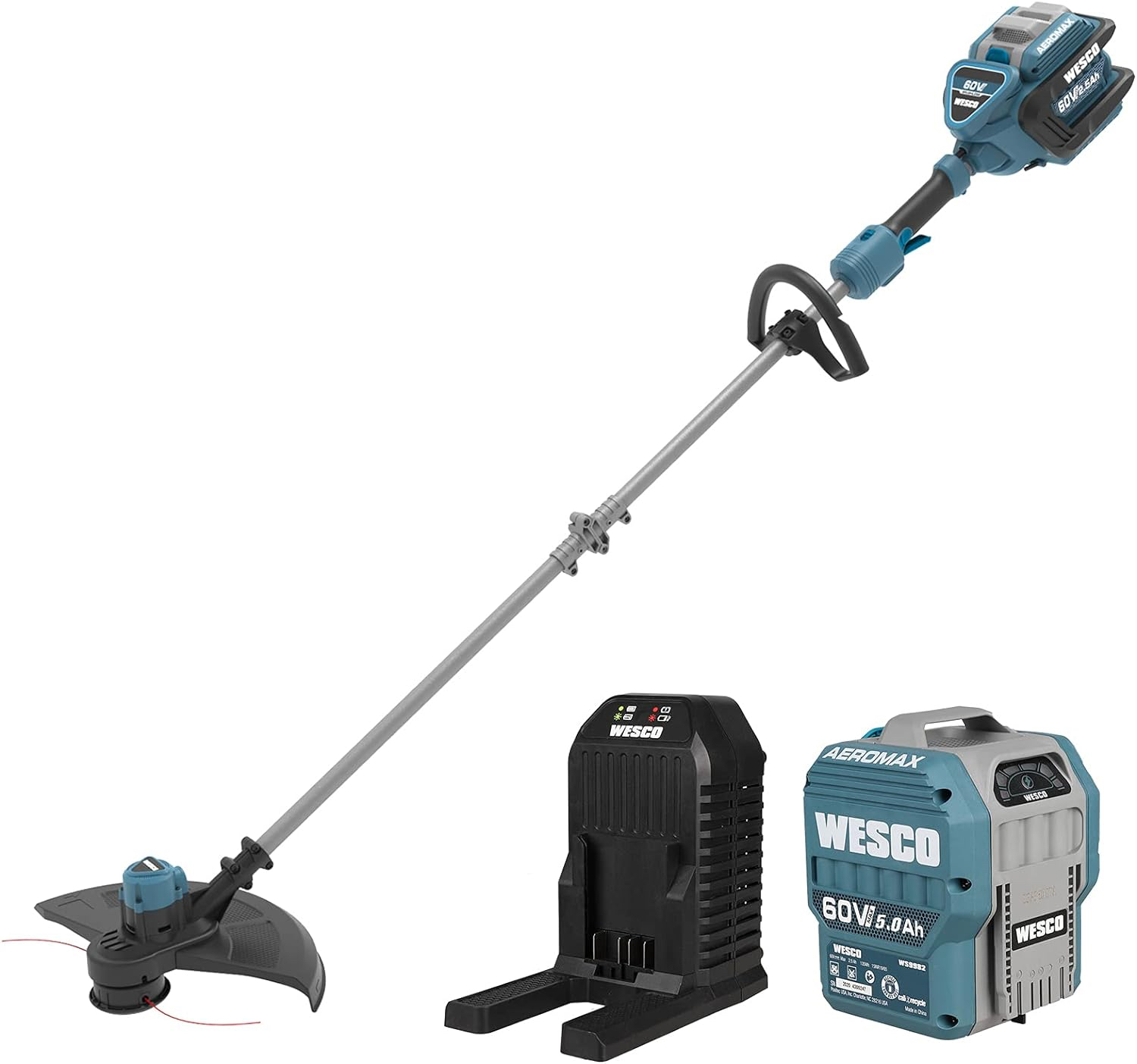 威士克WESCO 60V无刷锂电割草机电动割草机锂电除草机多功能园林