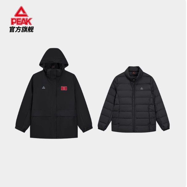 匹克三合一羽绒冲锋衣冬季保暖