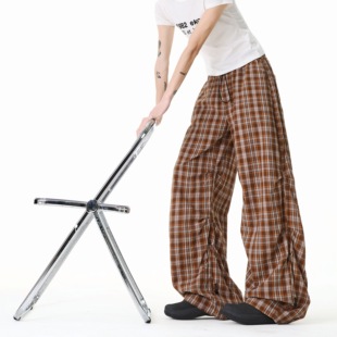 realsport 2026年春夏新款美式复古格子休闲裤男女同款