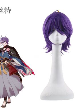 动漫刀剑乱舞 歌仙兼定 紫色短发卷翘款cosplay 假发5L