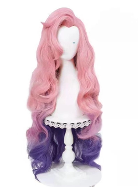 cos假发 新英雄Seraphine萨勒芬妮lol联盟粉色渐变紫色动漫假发