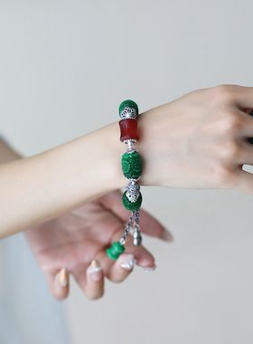 徽调梵歌女干青银国风手链