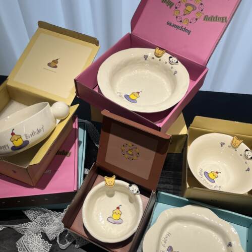 可爱碗盘菜盘家用深盘ins甜品盘