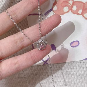 【送礼盒礼袋】KT猫咪跳动的心项链女ins蝴蝶结项链kt猫珍珠项链