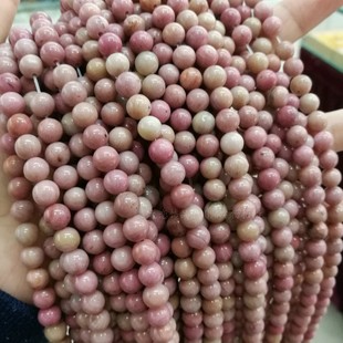 4/6/8/10/12mm蔷薇辉石 红木纹石桃花玉圆珠 DIY串珠配件散珠子