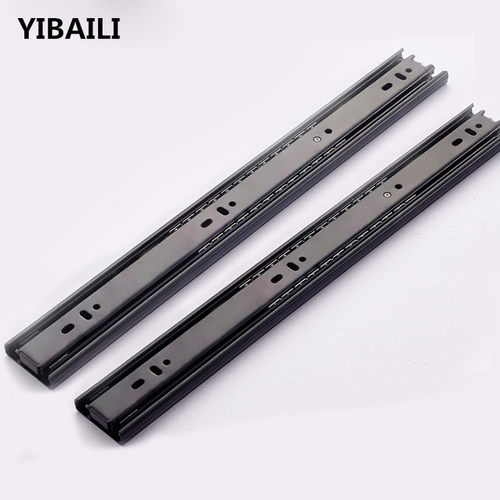 YIBAILI抽屉轨道黑色三节轨道阻尼滑轨家具衣柜加厚静音导轨12寸