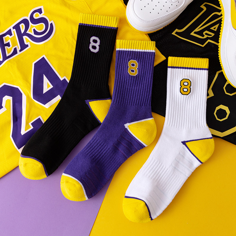2025新款KOBE篮球袜子8号男女中筒袜加厚毛圈运动袜长袜毛巾男袜