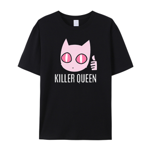 JOJO的奇妙冒险杀手皇后Killer Queen印花宽松圆领短袖动漫棉T恤