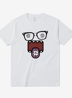 有趣的Domo Kun表情印花T恤时尚圆领短袖宽松百搭男女皆可