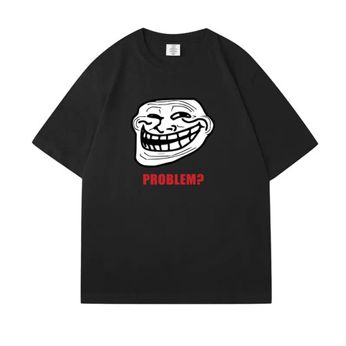 巨魔脸trollface meme表情包PROBLEM短袖棉T恤恶搞微笑男女皆宜