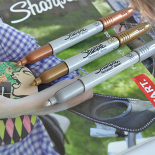 美国三福金银铜金属色油性速干防水记号笔Sharpie39100贺卡墙纸签