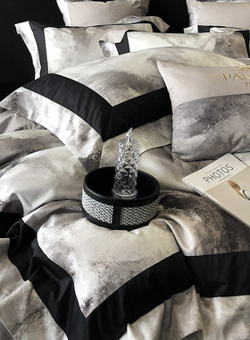 秋冬高级感纯棉四件套男轻奢全棉磨毛床上四件套被套灰色床上用品