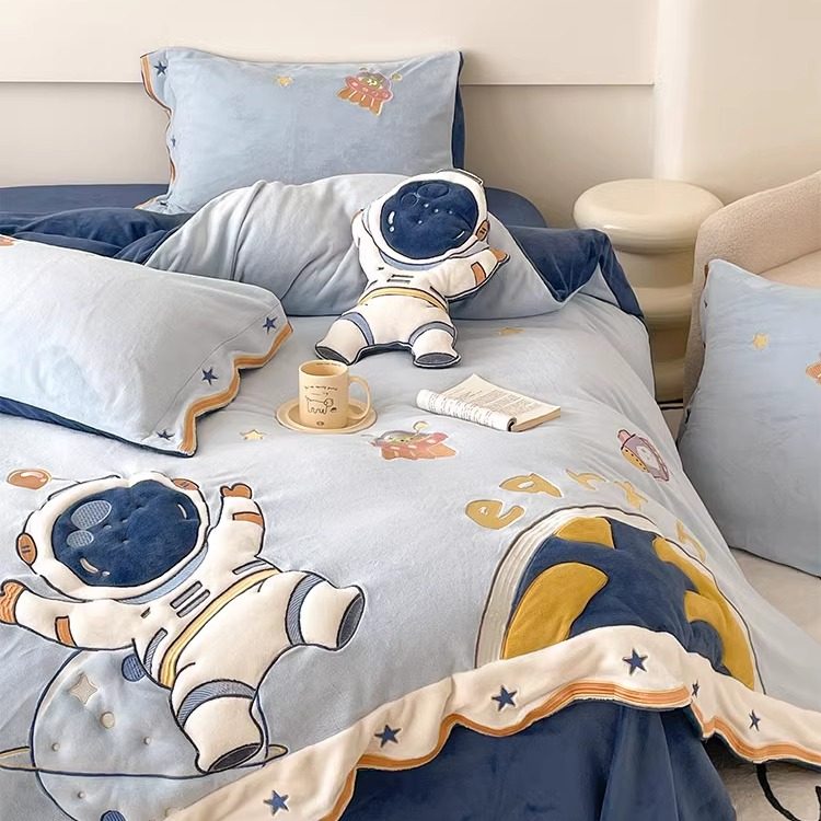 恒洽家纺保暖加厚牛奶绒四件套