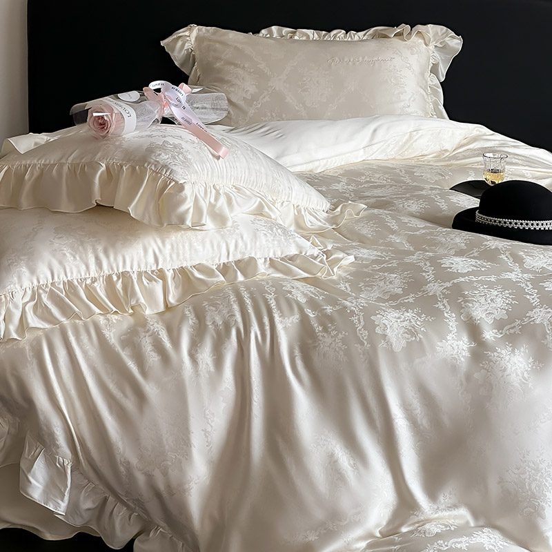 法式轻奢风100S双面天丝四件套凉感春夏提花简约丝滑被套床上用品