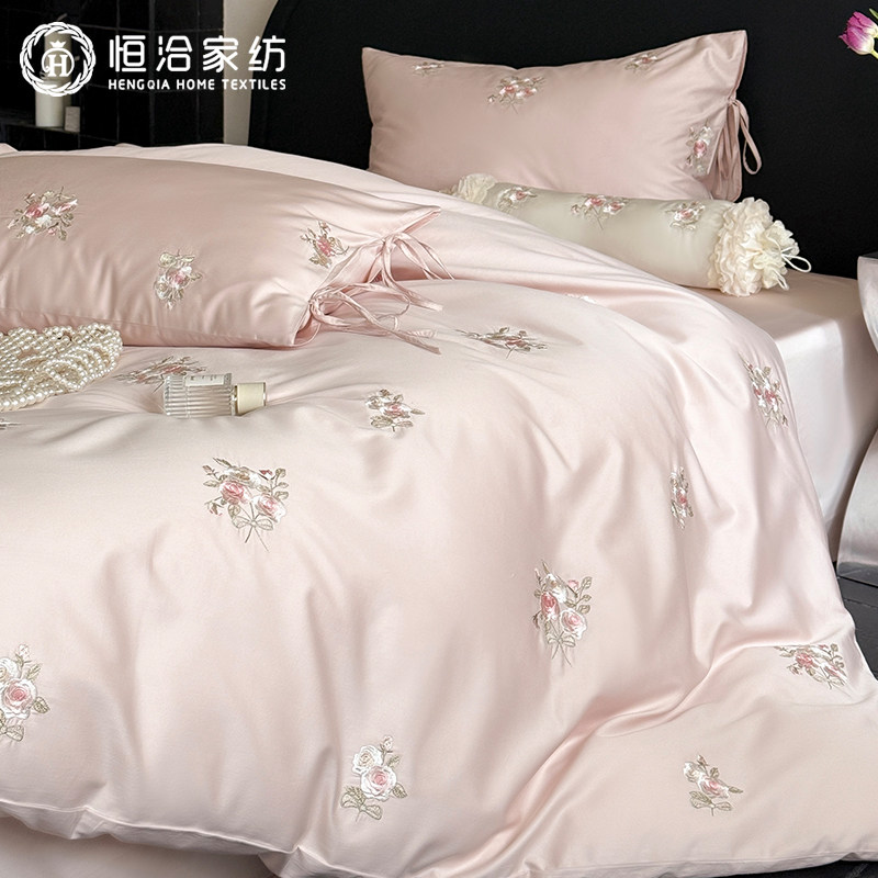 少女心浪漫玫瑰全棉长绒棉四件套