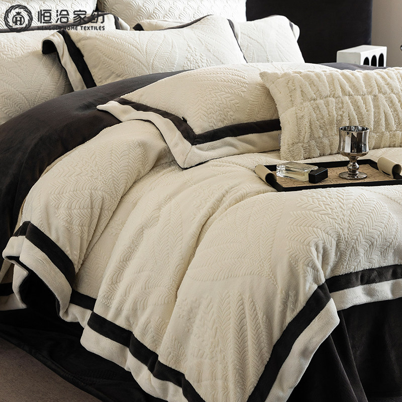 冬季230G全消光加厚牛奶绒四件套