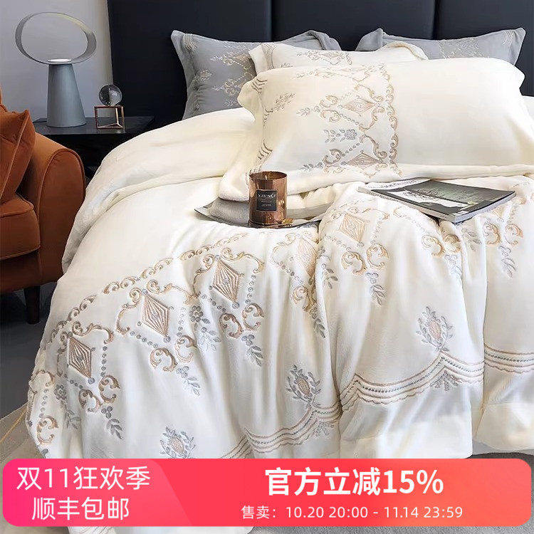 秋冬复古风保暖加厚煦暖绒四件套