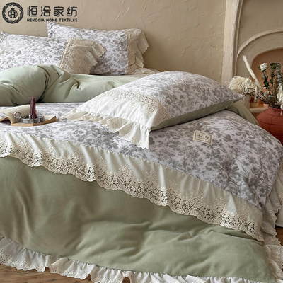 法式冬季加厚牛奶绒四件套保暖