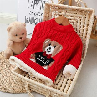 宝宝男女孩加绒加厚毛线衣童装 小孩打底针织衫 儿童毛衣秋冬季 新款