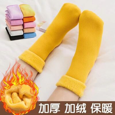 儿童袜子雪地袜加绒加厚男女童中筒婴儿宝宝保暖小孩秋冬季地板袜