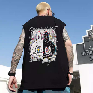 印花短袖 国潮无袖 潮牌健身运动坎肩衣服打底男装 夏季 t恤 背心男士